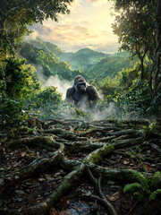Fototapeta premium Bwindi Forest Landscapes and Mountain Gorillas