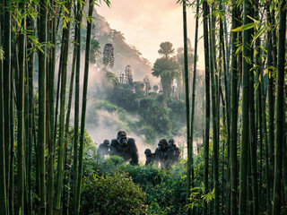 Fototapeta premium Bwindi Forest Landscapes and Mountain Gorillas