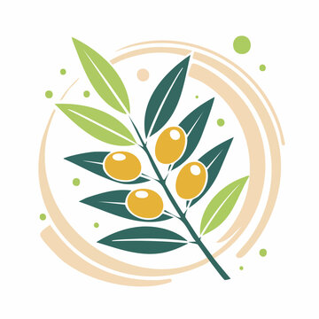 Stylized Olive Branch with Olives