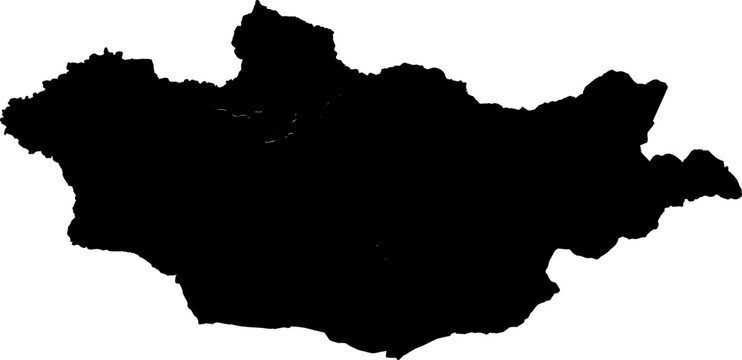 Mongolia Country Map Silhouette Isolated on White Background Vector Graphic