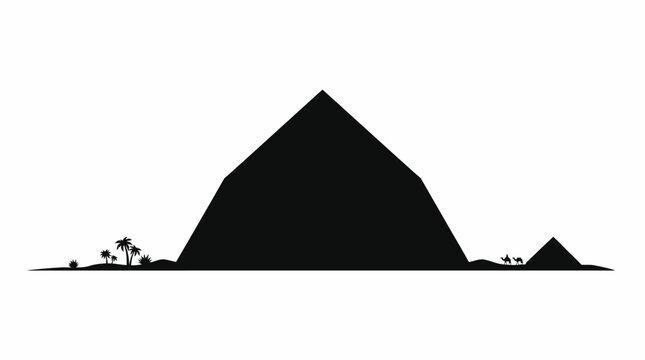 Bent Pyramid of Sneferu Dahshur Egypt silhouette vector illustration featuring unique angled design, ancient architecture, archaeology, heritage, culture, history, landmark, monument, tourism, and pha