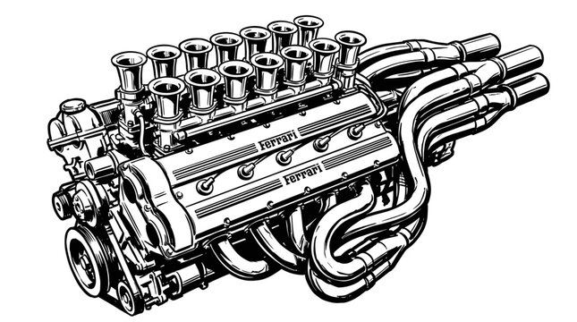 Vintage car engine illustration 2.