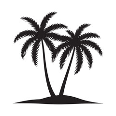 Palm trees silhouette on island tropical vegetation against white background © MSTMOUSUMI