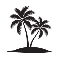 Palm trees silhouette on island tropical vegetation graphic © MSTMOUSUMI