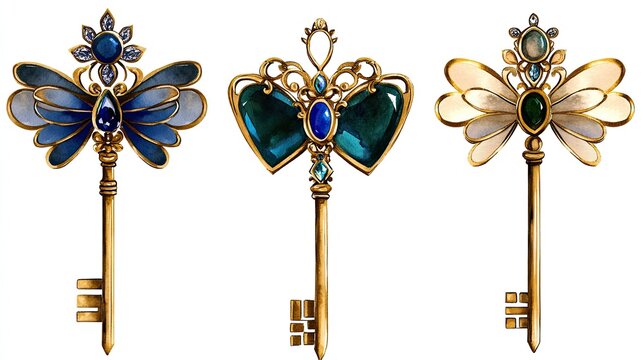 Ornate gold keys with jeweled accents.