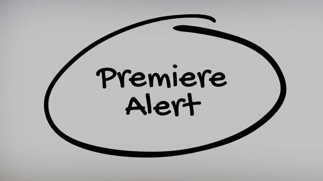 Premiere Alert Hand Writing Text on Glass Screen