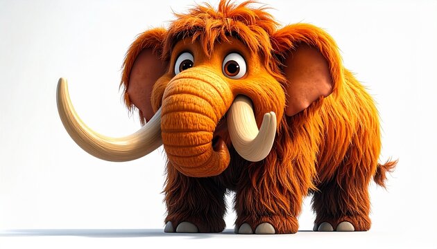 Cute Woolly Mammoth Cartoon Character With Giant Tusks AI Designs Art