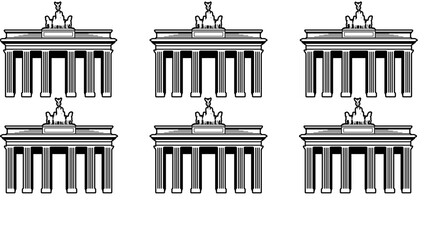 Brandenburg Gate architectural icons are arranged in a repeating pattern to demonstrate a historical landmark motif perfect for wallpaper designs, educational materials, or travel agency marketing. © how