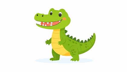 Fototapeta premium Cute Cartoon Crocodile Character Smiling Friendly Animal Illustration