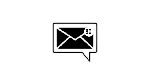 New Email Notification Icon with Unread Messages Alert on white Background. A person receiving new message notification on their smartphone.4k .