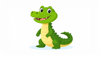 Fototapeta premium Cute Cartoon Crocodile Character Smiling Friendly Animal Illustration