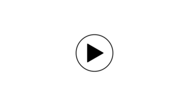 Minimalist white video play button icon on a white background.play button animation. video music play sign animation button icon animation on circle. video player icon triangle shape button icon anima