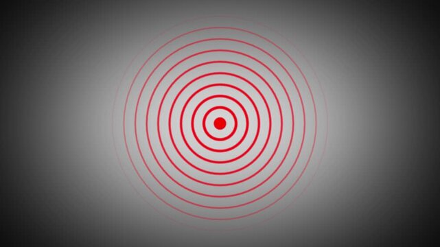 Red spiral radio wave station signal animation on white background. Radio Waves in Circle Form, Radio wave signal and sound wave signal, radar animated. Technology radio waves signal icon animation.