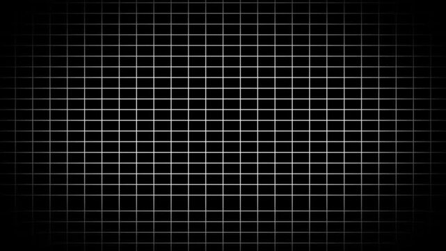 Black background with animated waving white wireframe grid line fit for alpha channel or overlay layer. Loop abstract motion background for technology, science, blueprint, or infographic concept.