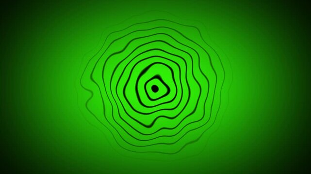 Digital radio waves screen animation on green background.Abstract radio wave signal animation, futuristic looping radar circles, glowing electric pulses, minimal tech .