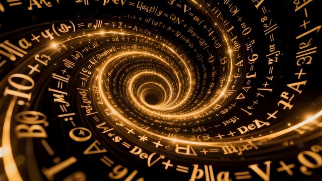 Mathematical equations in spiral pattern