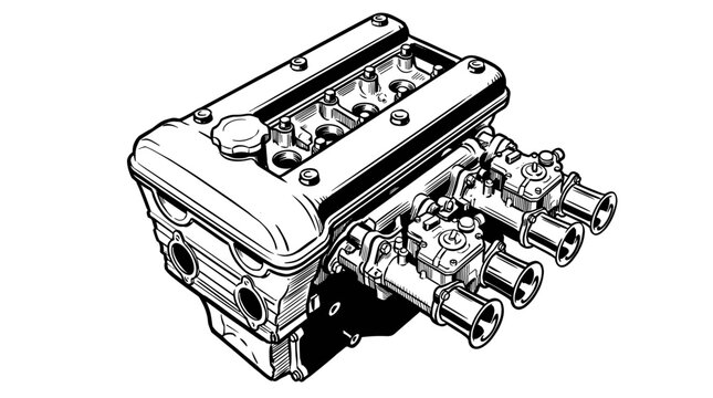 Vintage car engine illustration.