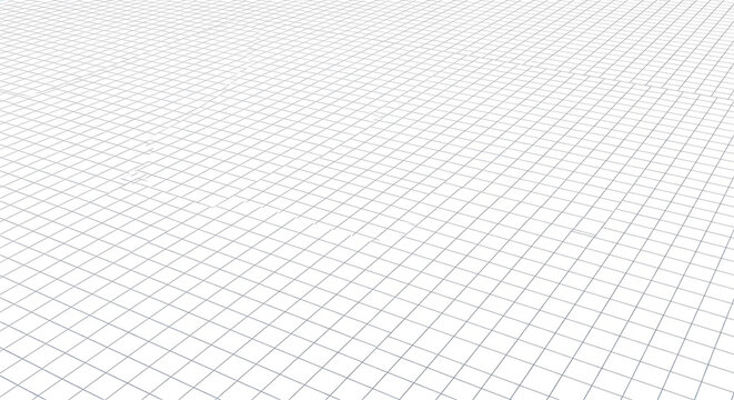 Abstract minimalist white background with a thin blue grid pattern in perspective Professional geometric mesh floor for technical digital and architectural design