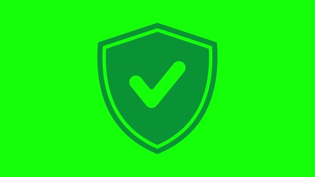 Security shield checkmark icon animation set for data protection isolated on green screen background
