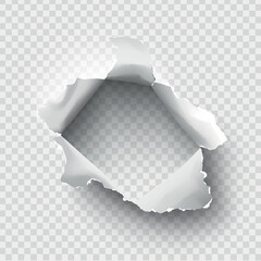 ragged Hole torn in ripped paper on transparent background © Andrei Kukla