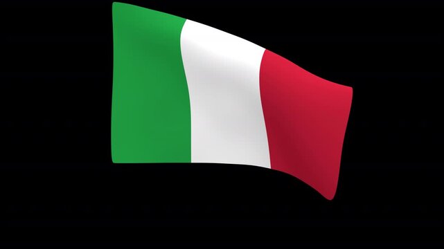 Flag of Italy &ndash; 3d render looped with alpha channel.