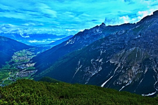 Austrian Alps - view of the Stubai Valley from the Elferh&uuml;tte