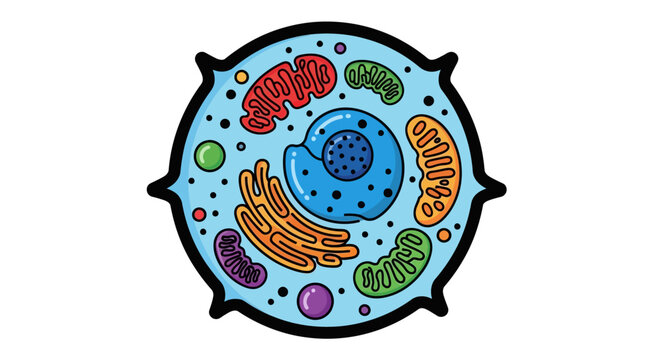 Diagram of an animal cell with organelles.