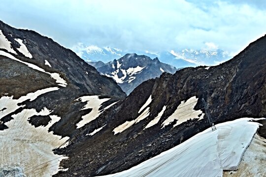 Austrian Alps - view of the Stubai Glacier from the observation deck Top of Tirol