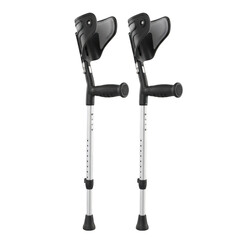 Naklejka premium Pair of black ergonomic forearm crutches isolated on transparent background high quality professional