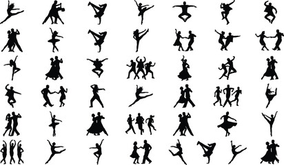 Dance Performance Silhouette Collection with Ballet, Salsa and Modern Dance Poses © Aminur