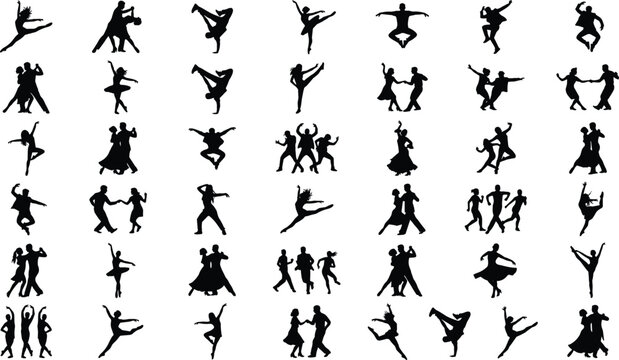 Dance Performance Silhouette Collection with Ballet, Salsa and Modern Dance Poses