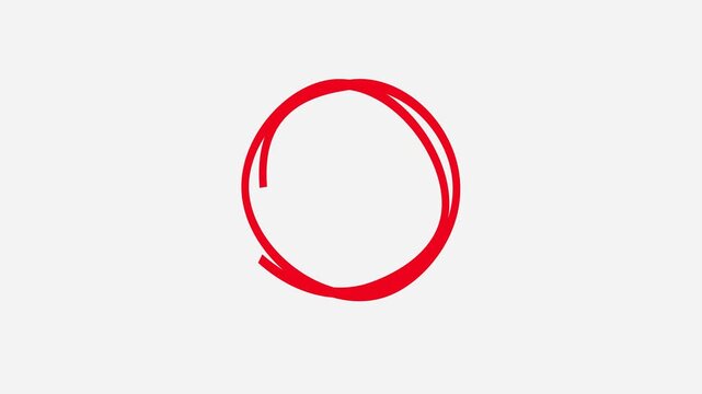 Hand drawn red circle highlights animation on transparent background,For marking text,
marker pen, pencil, hand-drawn doodle grunge circle highlights. 4K Video animation on transparent background.