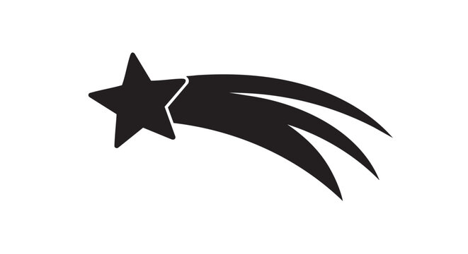 Shooting star silhouette moving across a dark sky during a wishful night concept