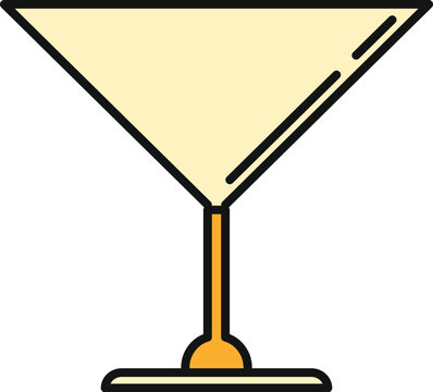 Stylized empty martini glass showing a classic inverted cone shape