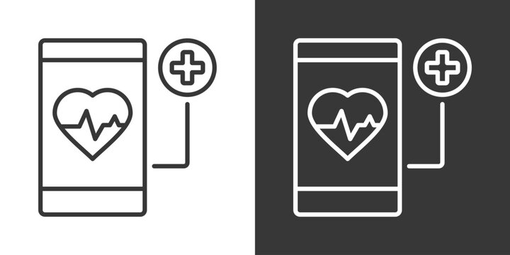 Mobile Health Icon Set Vector Collection Isolated In Black And White