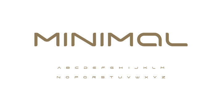 Sleek minimal font alphabet with wide spacing letters and futuristic curves for premium branding, fashion tech identity, editorial titles and luxury logo design. Minimalistic fonts. Vector typeset