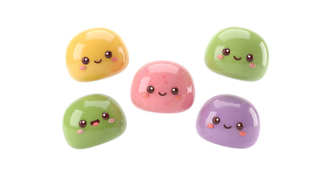 Kawaii Mochi Character Pack Isolated Transparent PNG Pastel Cute Aesthetic