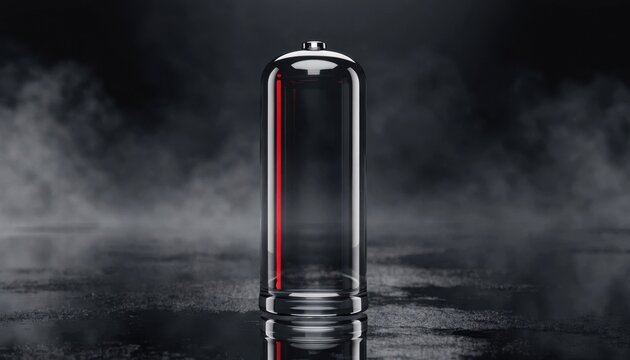 Glass spray can with red stripe
