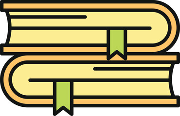 Obraz premium Books resting with green bookmarks showing an educational theme