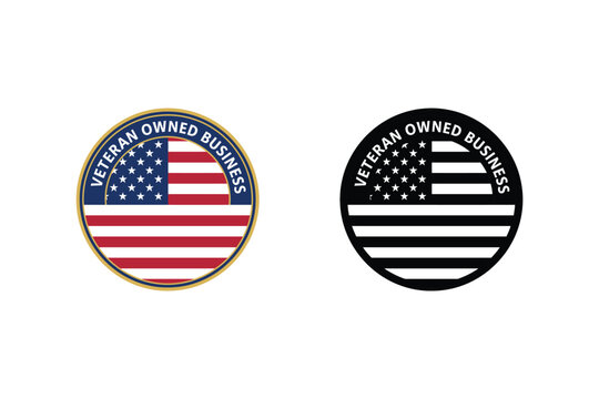 Veteran owned business circular emblem with usa flag design