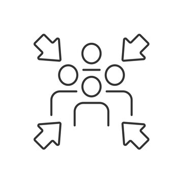 Assembly point linear icon. Gathering location, evacuation from dangerous situation. Fire safety. Thin line customizable illustration. Contour symbol. Vector isolated outline drawing. Editable stroke