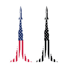 Fototapeta premium American flag rocket launch icon set