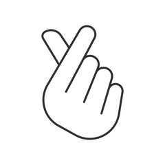 Obraz premium Finger heart linear icon. Gesturing hand for flirting and friendship. Romantic signature. Thin line customizable illustration. Contour symbol. Vector isolated outline drawing. Editable stroke