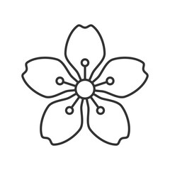 Fototapeta premium Cherry blossoms linear icon. Japanese sakura. Seasonal march flowers. Tree bloom. Chinese spring. Thin line customizable illustration. Contour symbol. Vector isolated outline drawing. Editable stroke