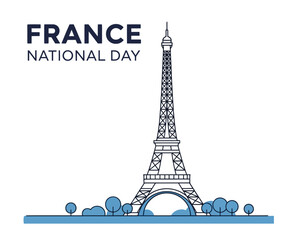 Stylized vector artwork of the iconic Eiffel Tower, an enduring emblem of French culture and history, ideal for commemorating national celebrations, European travel, and historical themes © The blitz