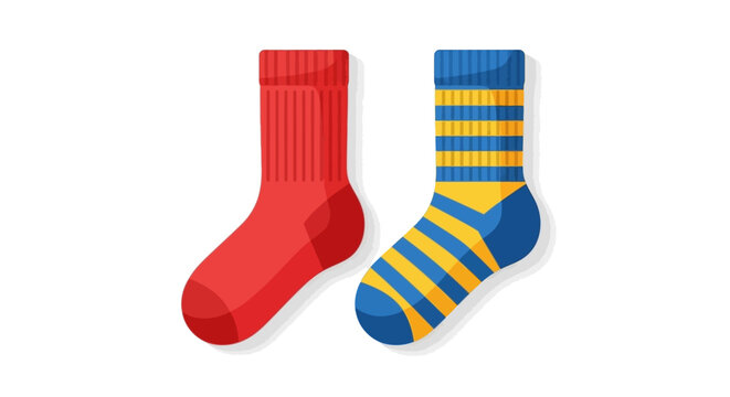 Pair of Colorful Socks Isolated on White Background.