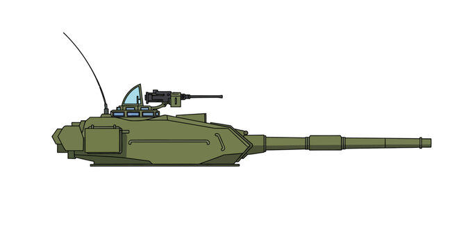 Military tank turret with main gun and machine gun.