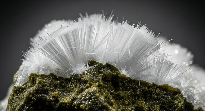 Macro CloseUp of Raw Chrysotile Asbestos Mineral Fibers Showing NeedleLike Structure Hazardous Toxic Material Representing Asbestos Exposure Danger and Health Risks