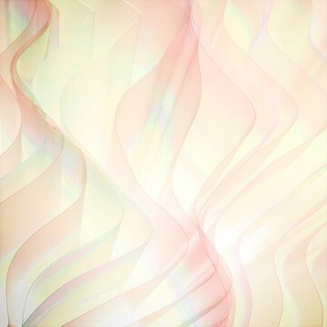 Abstract background of colored wavy glass elements. Warm tones - 3d render