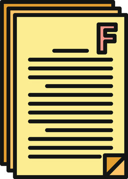 Stack of school exam papers displaying a failing grade f